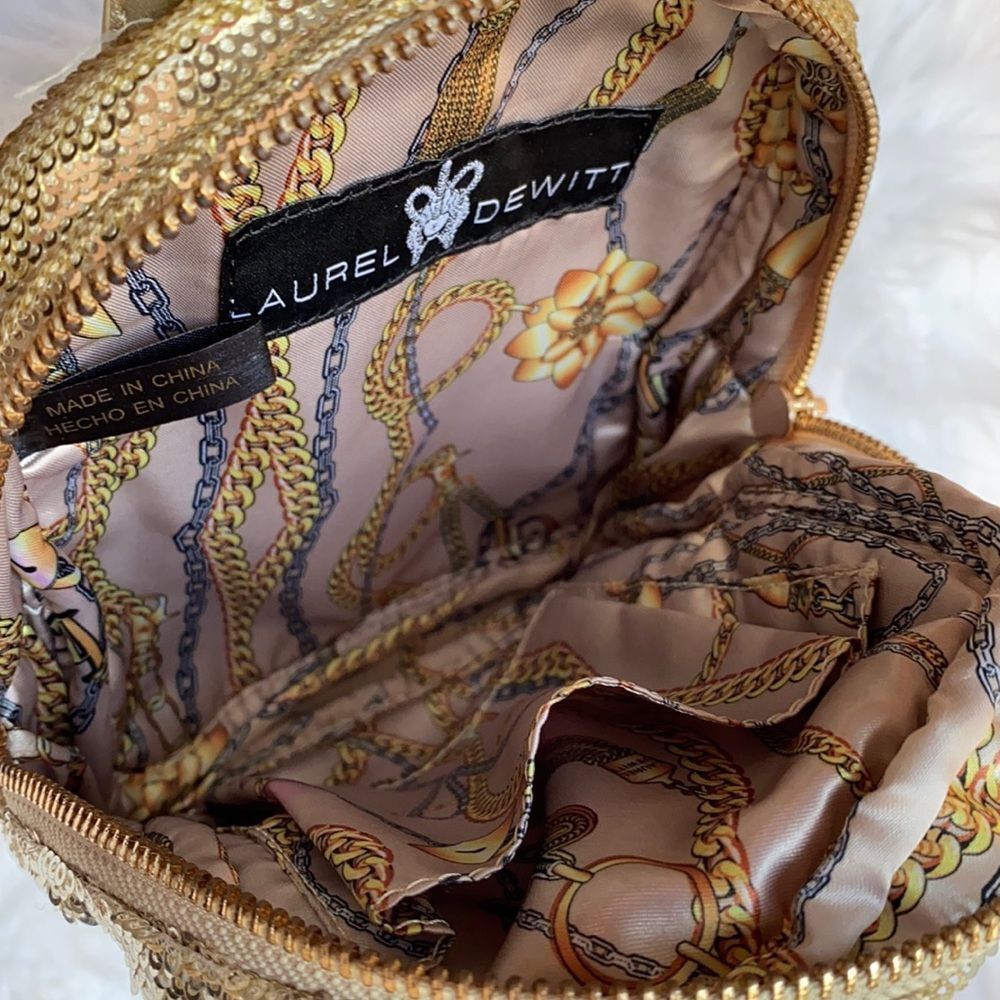 Laurel Dewitt Gold Sequence Chain Backpack Purse - image 3